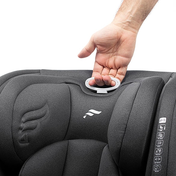 ABITA car seat. Headrest adjustment detail
